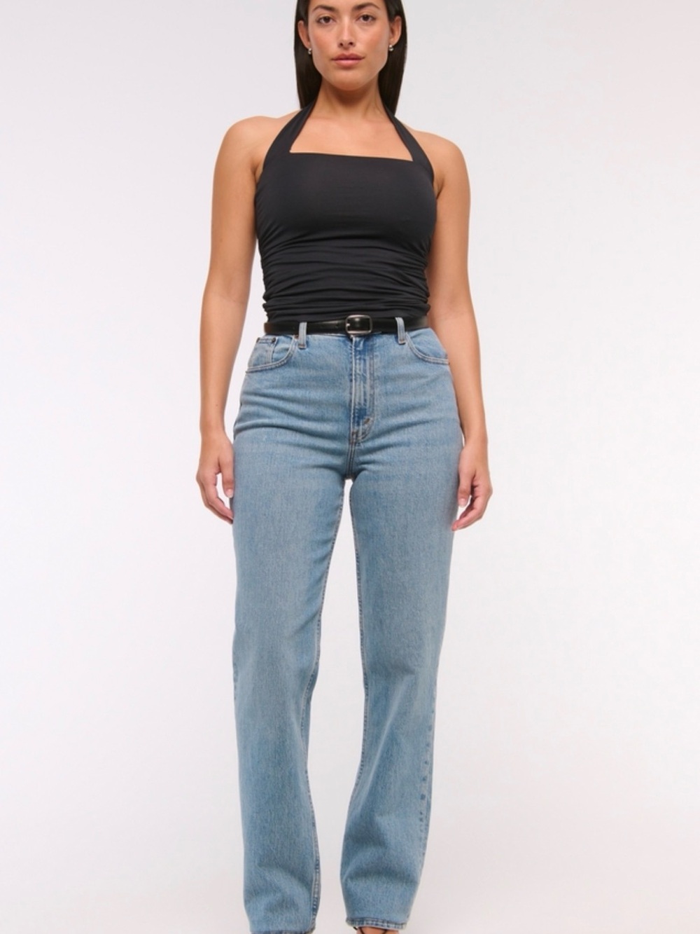 Abercrombie & Fitch Light Blue High-Rise 90s Straight Jeans - curve love size 25